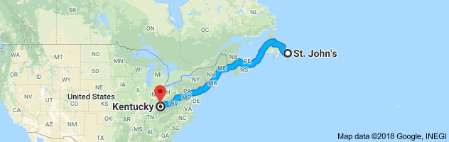 shipping from Newfoundland to Kentucky