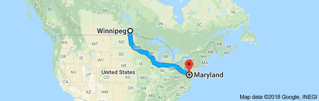 shipping from Manitoba to Maryland