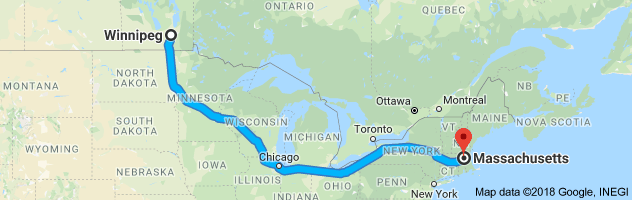 shipping from Manitoba to Massachusetts