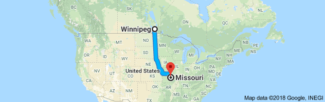 shipping from Manitoba to Missouri