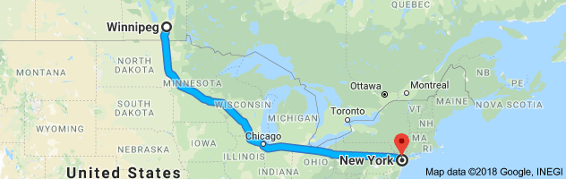 shipping from Manitoba to New York