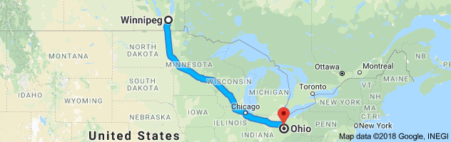 shipping from Manitoba to Ohio