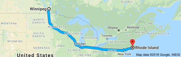shipping from Manitoba to Rhode Island