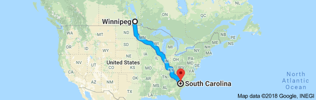 shipping from Manitoba to South Carolina