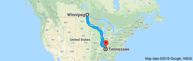 shipping from Manitoba to Tennessee