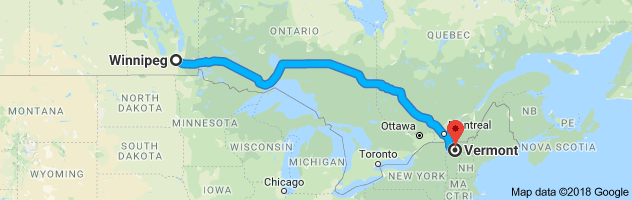 shipping from Manitoba to Vermont