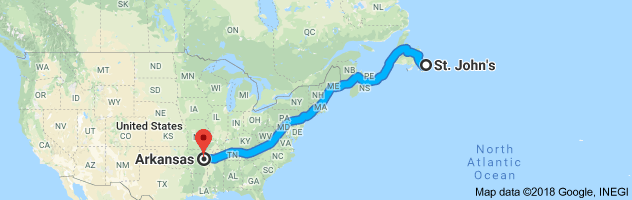 shipping from Newfoundland to Arkansas