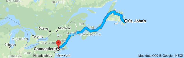 shipping from Newfoundland to Connecticut