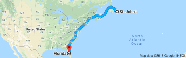 shipping from Newfoundland to Florida
