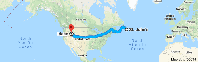 shipping from Newfoundland to Idaho