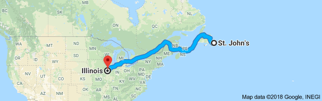 shipping from Newfoundland to Illinois