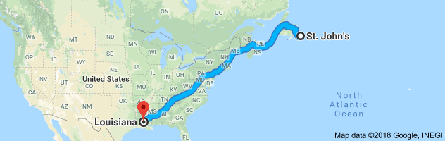 shipping from Newfoundland to Louisiana