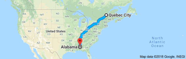 shipping from Quebec to Alabama