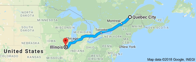 shipping from Quebec to Illinois