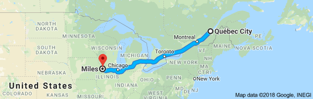 shipping from Quebec to Iowa