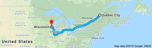 shipping from Quebec to Wisconsin